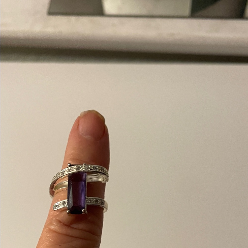Elegant Silver and Purple Gemstone Ring